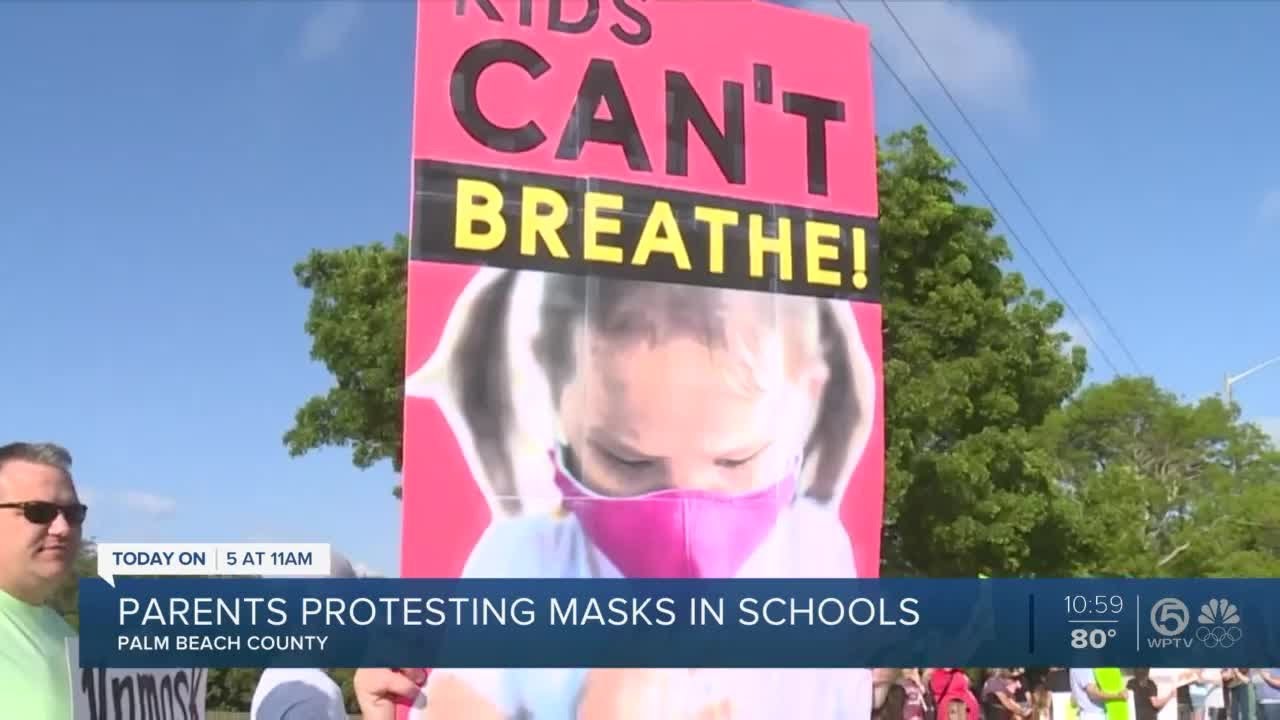 Parents protest Palm Beach County's school mask requirements - YouTube
