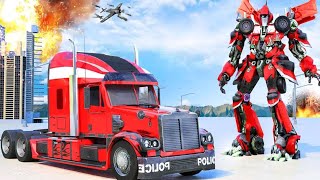 Indian Police Robot Transformers Truck | Mobil Truk Polisi Berubah Jadi Robot screenshot 1