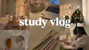 STUDY VLOG |  studying productive mornings, DIY christmas tree, taking notes, ₊˚✧ ﾟ.
