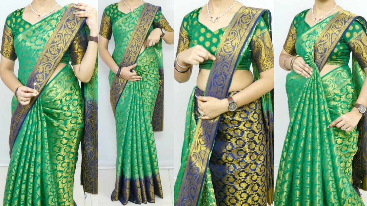 Banarasi Silk saree draping With Perfect saree pleats Tricks | Easy Way to saree draping