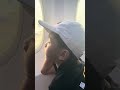 Noah held on the whole flight… but the moment the plane touched down, he knocked out immediately 😴