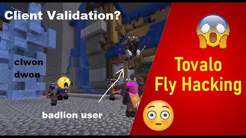 Tovalo using fly, killaura and more on Minewind