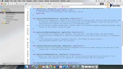 Appdelegate File   Application state functions, Viewcontroller, Storyboard, Info plist file