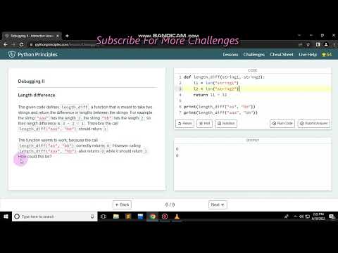 Python Principles || debugging in python length difference