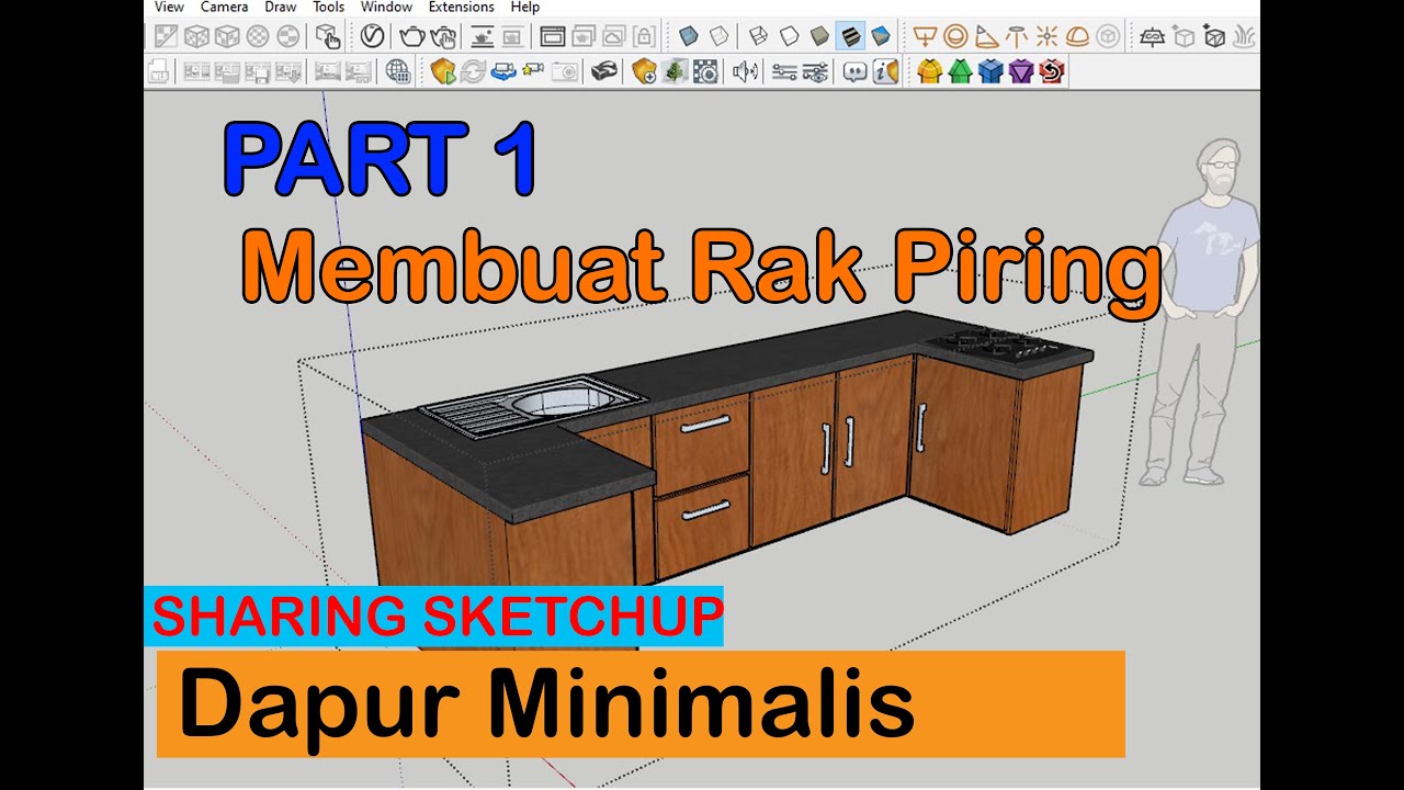 Sharing SketchUP Dapur  minimalis  2m x 3m part 1 Membuat  Rak  YouTube