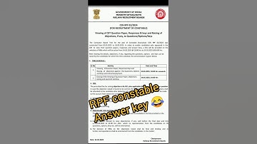 RPF Constable Answer Key 2025 | RPF Answer Key 2025 Kaise Check Kare | Railway Police Answer Key
