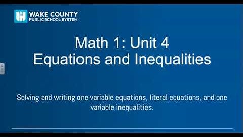 Math 1 Unit 4 Overview