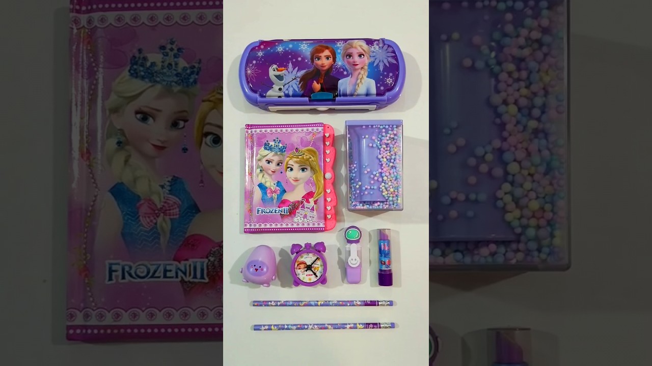 Purple Stationery Items 💟, Pen Holder, Geometry Box, Eraser, Pen, Pencil 