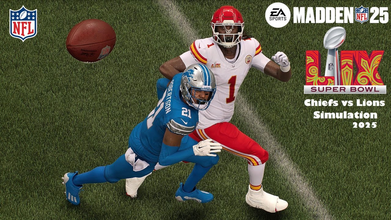 Madden 25 Super Bowl 59 Kansas City Chiefs vs Detroit Lions Sim 2025 15 ...