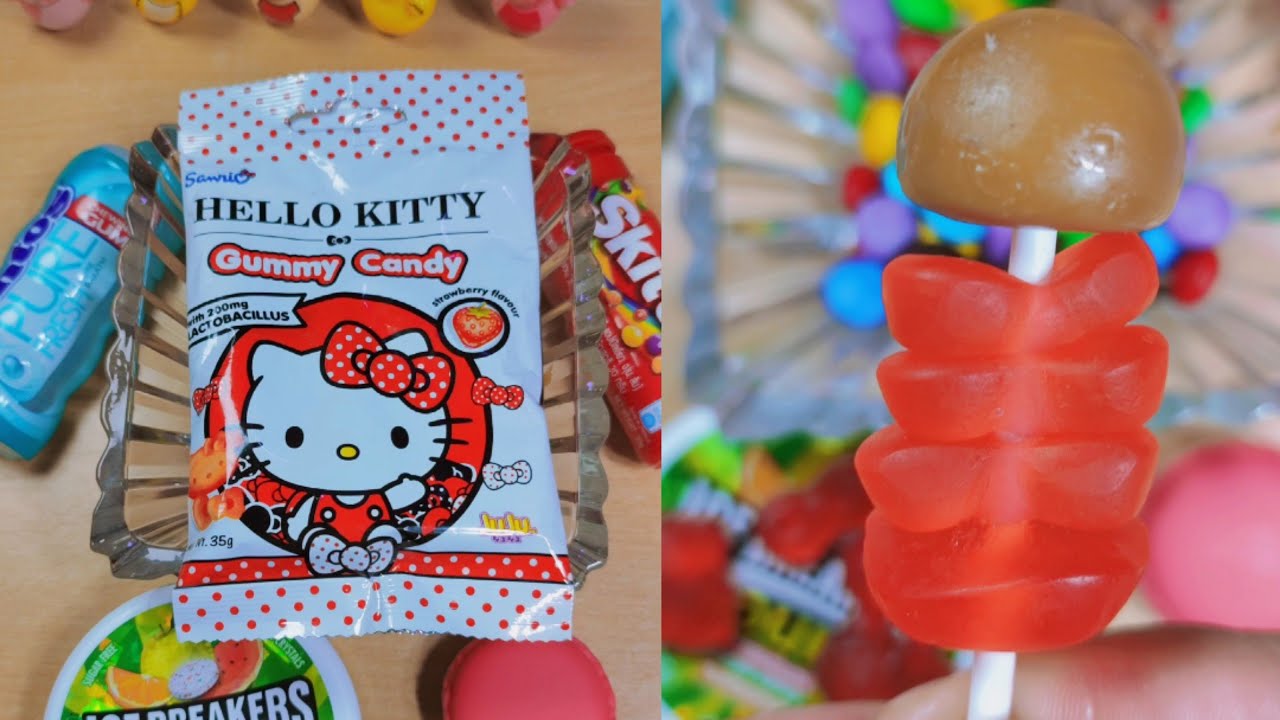 😽Hello Kitty Gummy Candy Lollipop 🍭 ASMR No talking Relaxing and