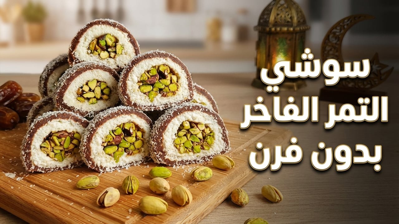 سوشي التمر 2026 🌙 القطعة الفنية التي ستبهر ضيوفك في رمضان! بدون فرن💎🌴