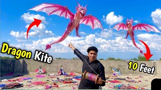 10 Feet Pink Dragon Kite Testing & Flying! | Nasir Vlog#kite #kiteflying #dragon 