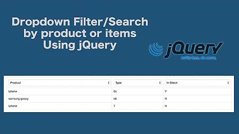 Dropdown Filter/Search by product or items Using jQuery