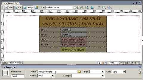 Bải giải thiết kết form tìm ước chung lớn nhất và bội chung nhỏ nhất bằng ngôn ngữ PHP