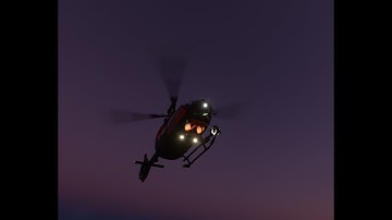 Helicopter Airbus H145 light beam test in the dark FS2020
