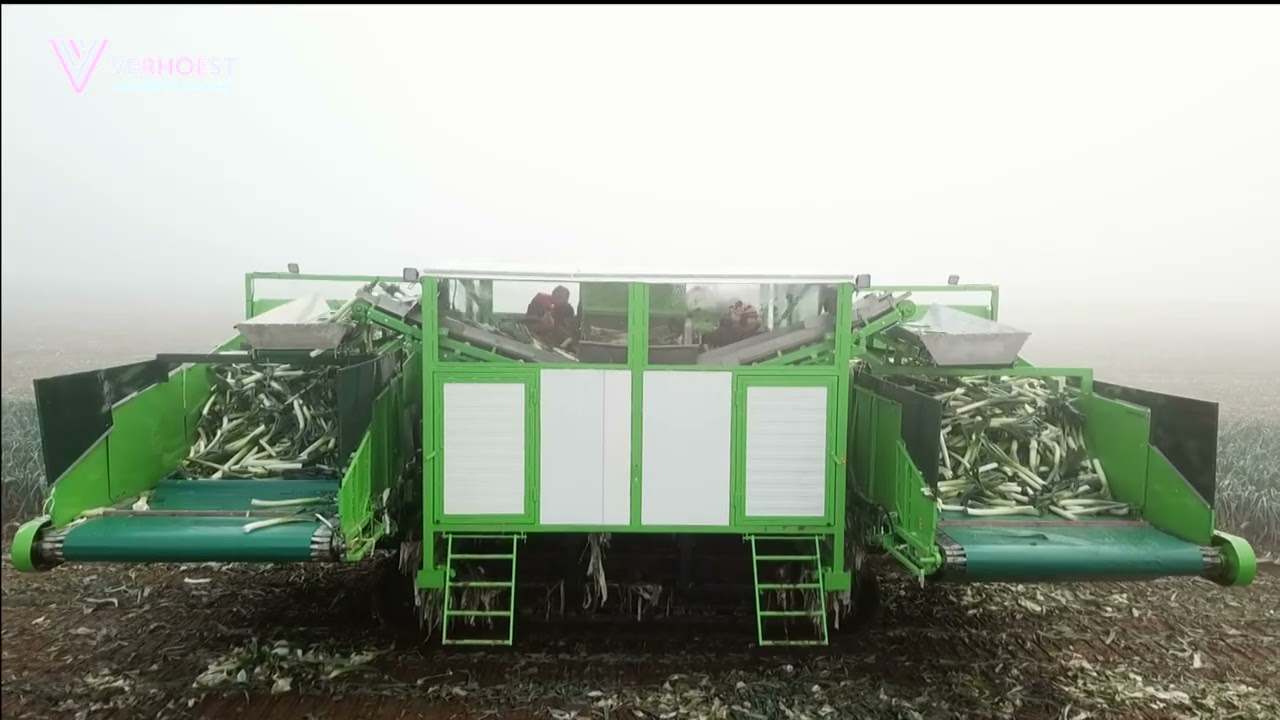 preirooier uitdraaibakken, Récolteuse de poireaux sur chenilles, Leekharvester on tracks, Verhoest