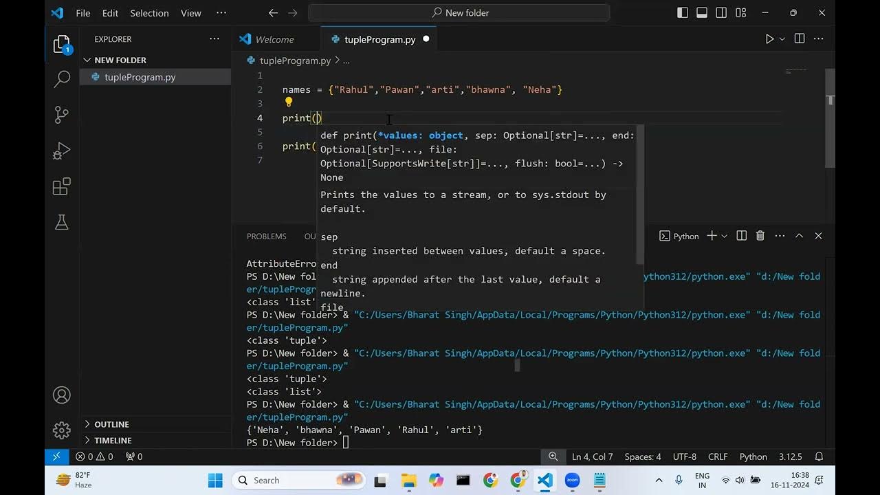 5) Tuple, set, Dictionary, Module and PIP in python - YouTube
