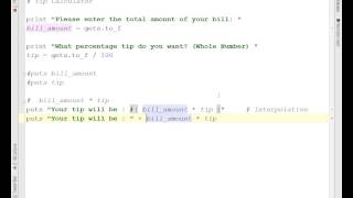 Introduction to Ruby - Day 3 - Floating point numbers - Tip calculator