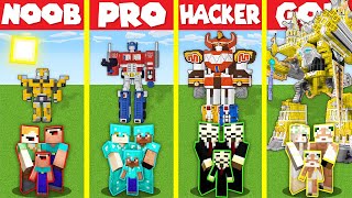 Minecraft Battle: MECHANICAL ROBOT HOUSE BUILD CHALLENGE - NOOB vs PRO vs HACKER vs GOD / Animation