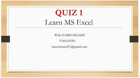 MS Excel Quiz-1
