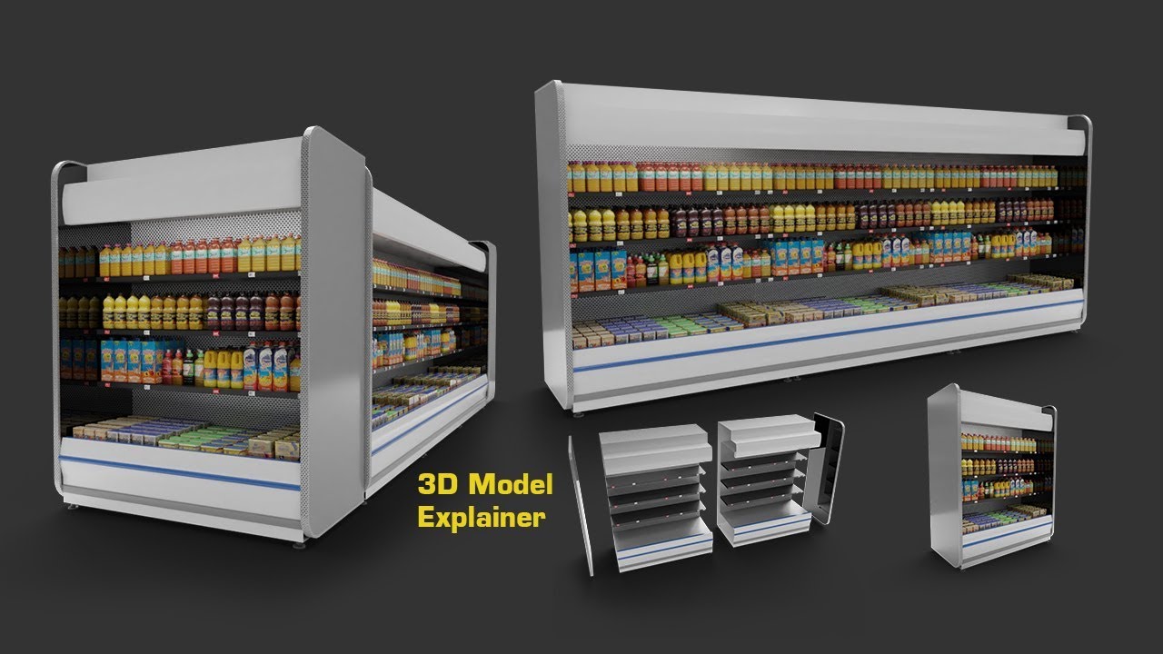 Supermarket fresh meat freezer 3D model, Supermarket fresh meat freezer  free model-coohom model library