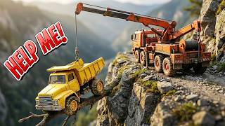  Epic Rescue Toy Dump Truck Falling Off Cliff   Heroic Rescue Mission 