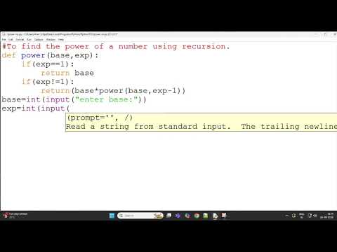To find the power of a number using recursion #python #likeandsubscribe #sivt