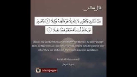 {رب المشرق والمغرب لا إله إلا هو} سورة المزمل