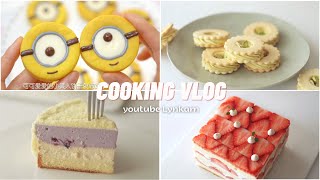 [DualSub] ASMR - How to make Minions, Pistachio Cookies, Baked Blueberry Cheesecake, Strawberry Cake