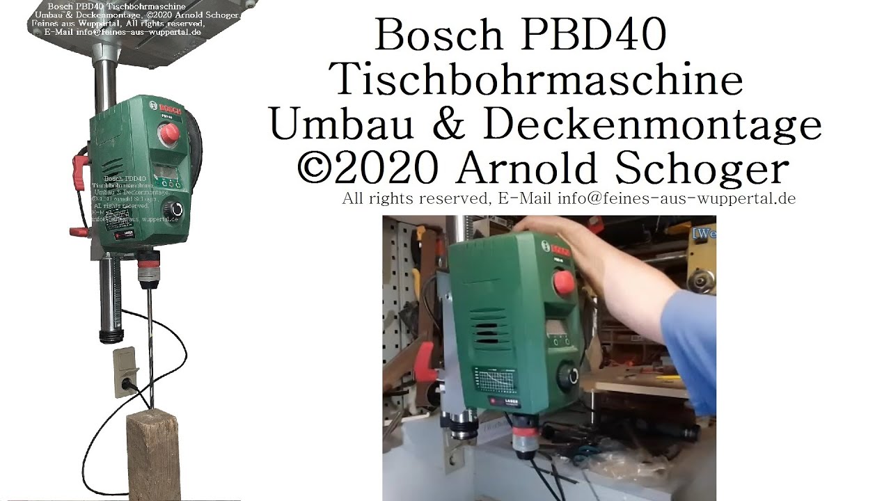 Bench drill Bosch PBD40 modification & ceiling mounting - YouTube