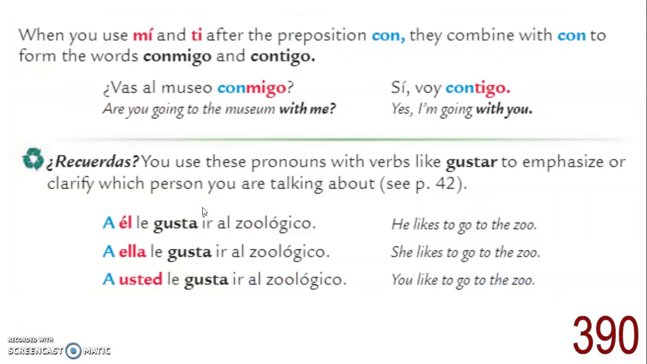 Pronouns After Prepositions Spanish Worksheets