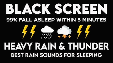 99.9% of You Will Fall Asleep in 3 Minutes with Heavy Rain & Potent Thunder - Relaxing BLACK SCREEN