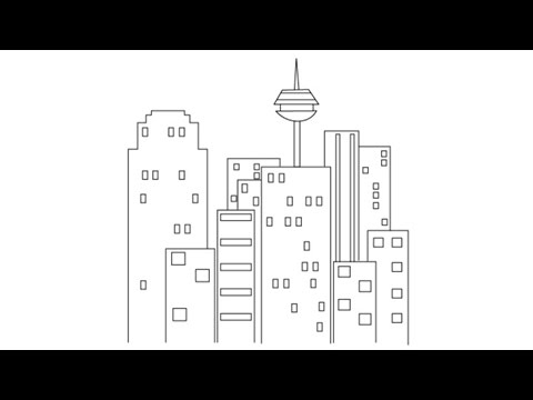 How to draw a City - Easy step-by-step drawing lessons for kids - YouTube