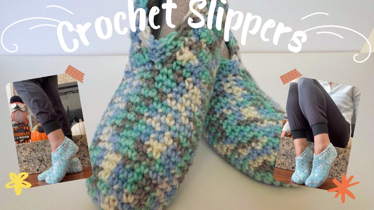 Вязаные крючком простые тапочки