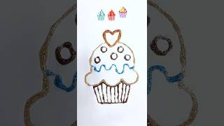 Cupcake Drawing with Glitter ✨🧁 #cupcakedrawing #cupcakeart #glitterdrawing #cutedrawing #shorts