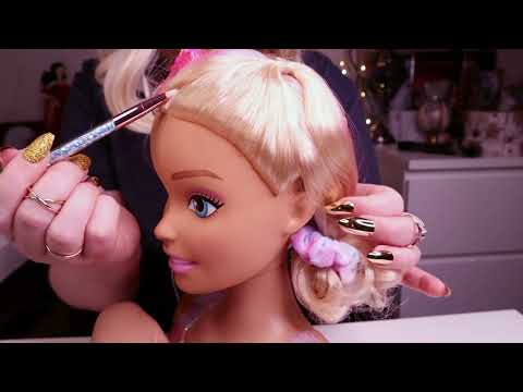 ASMR Doll Hair Brushing & Hair Play / Doll Face Tapping & Tracing / Soft Spoken / Barbie