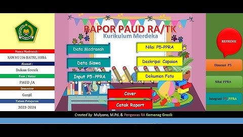 Aplikasi Raport PAUD RA/TK