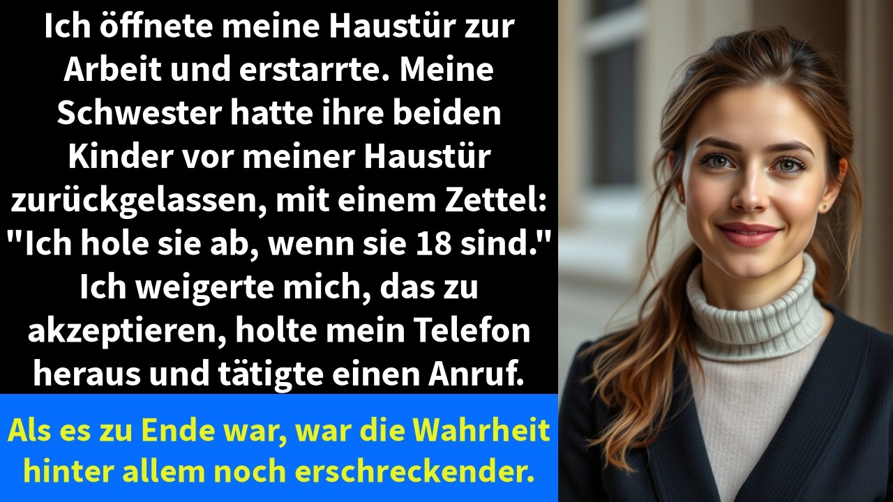 Meine Schwester ließ ihre Kinder mit einem Zettel vor meiner Tür. Ich machte nur einen Anruf.