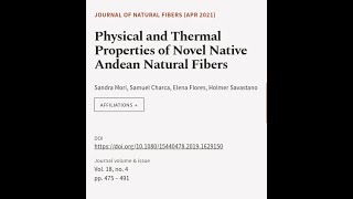 Download Lagu Physical and Thermal Properties of Novel Native Andean Natural Fibers | RTCL.TV MP3