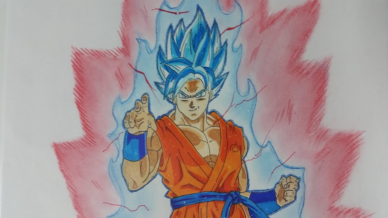 Drawing Super Saiyan Blue Kaioken x10 Goku ~ Dragon Ball ...