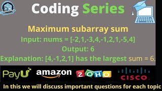 Maximum subarray sum || Mostly asked question in Interview || Coding Series || Lockdown Learner
