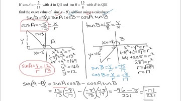 Find the Exact Value of Sin(A-B) Given Information About Angle A and Angle B (Without a Calculator)
