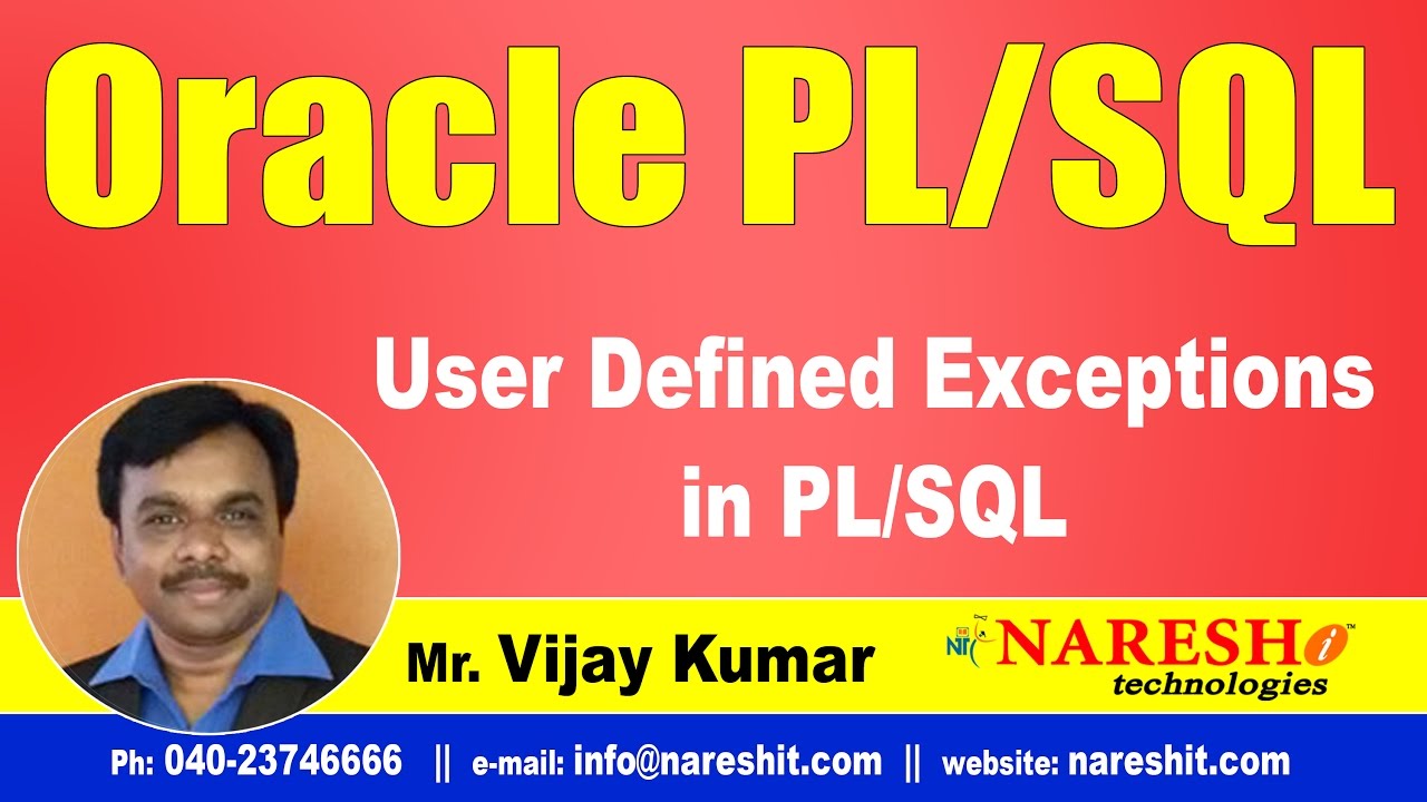 User Defined Exceptions in PL/SQL, Oracle PL/SQL Tutorial Videos