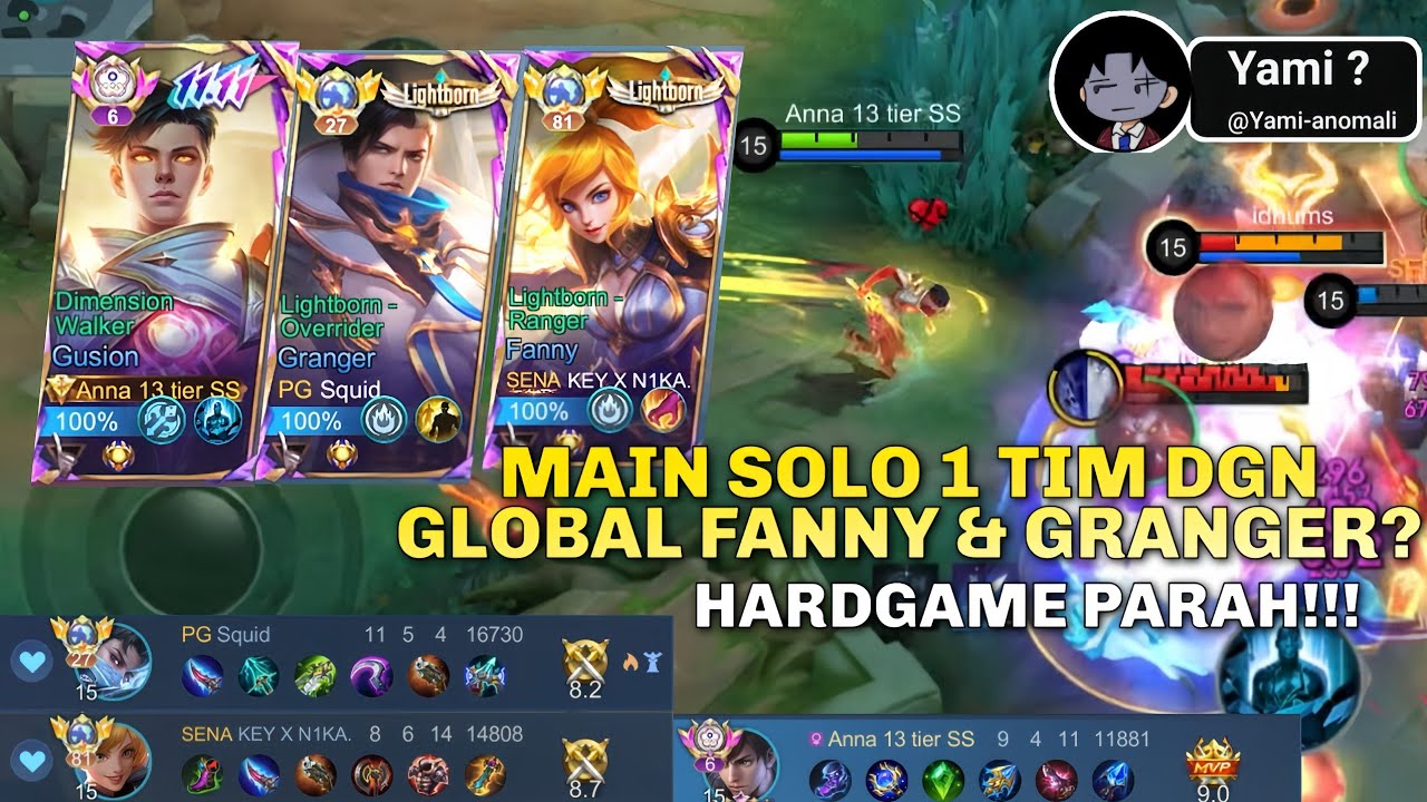 Gameplay Gusion Solo Rank 1 Tim Global Fanny & Granger | Hard Game Parah!! MOBILE LEGENDS 