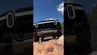 Underside of a Rivian R1T while off-roading.