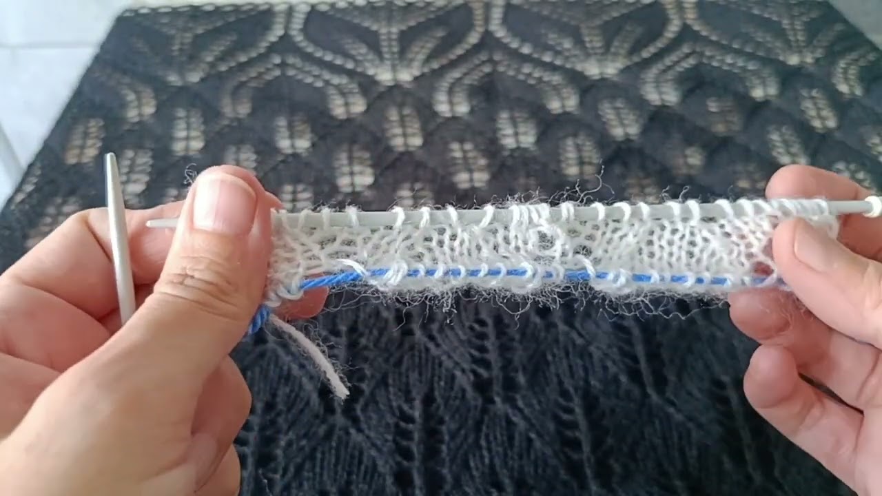 Yapraklı Etol Şal Modeli   Easy and Stylish Knitting Shawl Tutorial