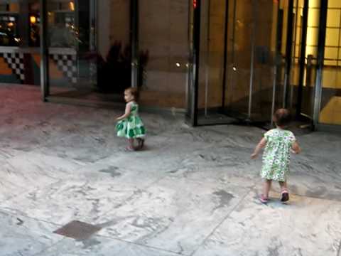 Rebecca and Sara running at the Diner