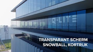 Transparant LED-scherm zet kantoren Snowball in de verf
