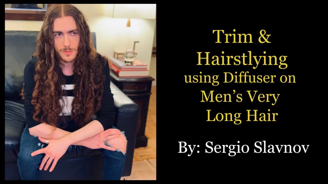 Trim & Styling using Diffuser on Men's Very Long Hair YouTube