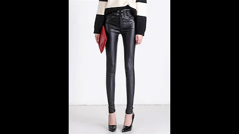 Wearing leggings fashion slim leather pants.avi - DayDayNews